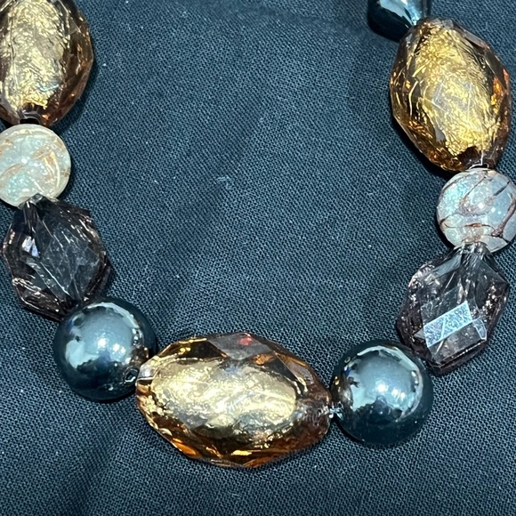 Amber Smokey Colored Beads Marbles Necklace RP17 - Picture 2 of 2